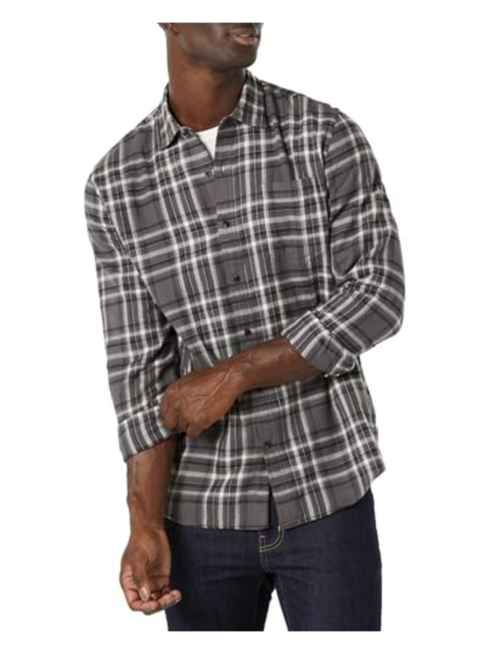 Men's Long Sleeve Button Down Flannel Shirt Regular Fit Brushed Cotton